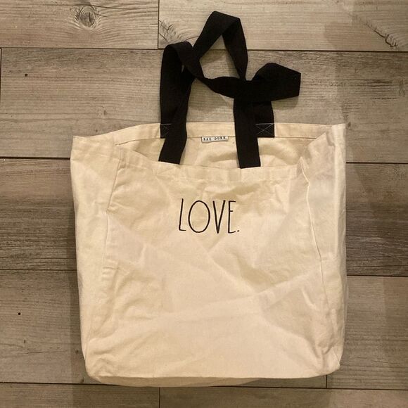 Rae Dunn Handbags - Rae Dunn Oversized LOVE Tote 100 Cotton Canvas